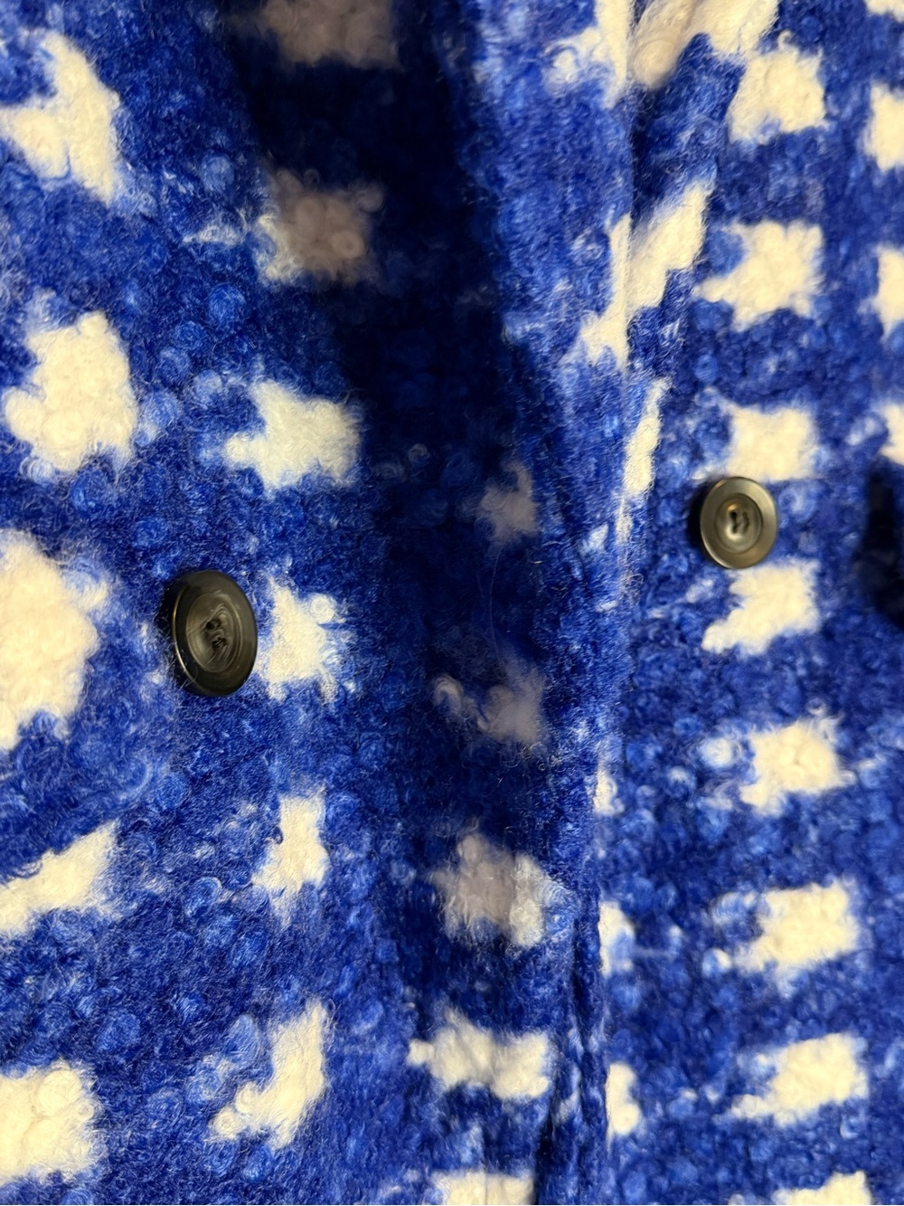 ACTIVE USA - Blue & White Bouclé Double-Breasted Coat - Picture 8 of 9